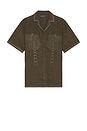view 1 of 4 Flavio Palmeira Embroidered Linen Shirt in Dark Olive