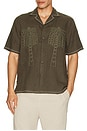 view 3 of 4 Flavio Palmeira Embroidered Linen Shirt in Dark Olive