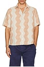 view 3 of 4 Castro Duo Cabana Stripe Short Sleeve Shirt in Ecru & Coral Rose