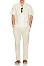 view 5 of 5 Franca Cotton Blend Raffia Jacquard Short Sleeve Shirt in Ivory