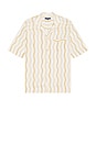 view 1 of 4 Cassio Pyjama Short Sleeve Shirt Cabana Stripe Print in Ivory & Almond