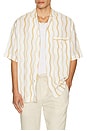 view 3 of 4 Cassio Pyjama Short Sleeve Shirt Cabana Stripe Print in Ivory & Almond