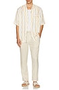 view 4 of 4 Cassio Pyjama Short Sleeve Shirt Cabana Stripe Print in Ivory & Almond