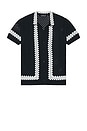 view 4 of 4 Marques Crochet Cardigan Shirt in Navy