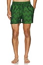 view 3 of 4 Rio Swim Short Raffia Copa Jacquard Print in Dark Parakeet Green