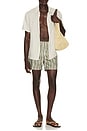 view 3 of 5 Rio Linen Blend Cabana Wave Swim Short in Palm Green