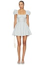 view 1 of 4 Saltwater Striped Linen Puff Sleeve Mini Dress in Blue