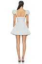 view 3 of 4 Saltwater Striped Linen Puff Sleeve Mini Dress in Blue