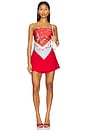view 5 of 6 Lipstick Denim Mini Skort in Red