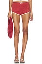 view 1 of 6 Crochet Rugby Micro Shorts in Cream Red