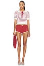 view 5 of 6 Crochet Rugby Micro Shorts in Cream Red
