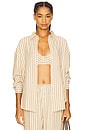 view 1 of 5 Mindy Striped Button Down Shirt in Brown