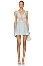 view 2 of 5 Bluebird Jacquard Mini Slip Dress in Dusty Blue