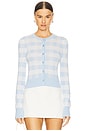 view 1 of 4 Gingham Knit Cardigan in Blue