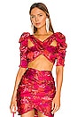 view 1 of 4 Alia Cross Front Crop Top in Red