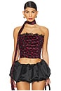 view 1 of 5 Berry Bud Velvet Bustier Top in Red