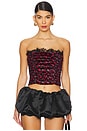view 2 of 5 Berry Bud Velvet Bustier Top in Red