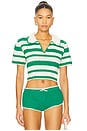 view 1 of 4 Crochet Rugby Polo Top in Green