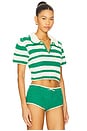 view 2 of 4 Crochet Rugby Polo Top in Green