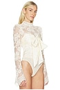 view 3 of 5 Corded Lace Silk Jacquard Bodysuit in Cream