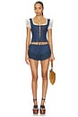 view 4 of 4 Yasmin Lace Up Top in Blue