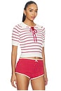 view 2 of 4 Betsy Striped Polo Tee in Cream Red