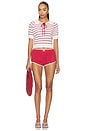 view 4 of 4 Betsy Striped Polo Tee in Cream Red
