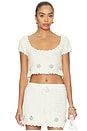 view 1 of 5 Lara Top in Cream Blue