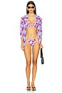 view 4 of 4 TOP DE BIKINI CON AROS Y VOLANTES FLORAL STEMS in Blue