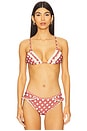 view 1 of 4 Denim Dot Triangle Bikini Top in Red