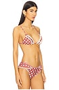 view 2 of 4 Denim Dot Triangle Bikini Top in Red