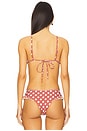 view 3 of 4 Denim Dot Triangle Bikini Top in Red