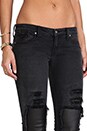 view 5 of 6 Destroyed Leather Patch Jegging in Black Fade