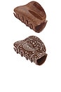 view 2 of 3 Bandana Claw Clip Set in Brown