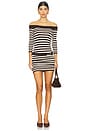view 1 of 4 X Bella Hadid Saloon Knit Mini Dress in Cowboy Stripe