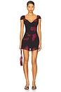 view 1 of 3 Lunarose Chiffon Mini Dress in Black Rose Brushtroke