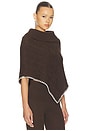 view 2 of 5 Windswept Cotton Knit Poncho in Chocolate Brown