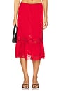 view 1 of 6 Hideaway Satin Midi Skirt in Cherry