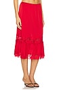 view 2 of 6 Hideaway Satin Midi Skirt in Cherry