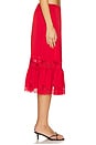 view 3 of 6 Hideaway Satin Midi Skirt in Cherry