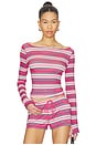 view 1 of 5 X JENNIE Sophie Lightweight Jersey Long Sleeve Top in Sunset Stripe