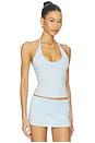 view 3 of 5 X JENNIE Chantal Halter Cotton Jersey Top in Powder Blue