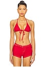 view 1 of 4 Paradise Denim Bikini Top in Red Denim