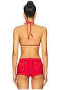 view 3 of 4 Paradise Denim Bikini Top in Red Denim