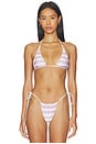 view 1 of 5 TOP DE BIKINI TRIANGULAR REVERSIBLE DE SATÉN ARI in Pink Stripe