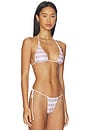 view 3 of 5 TOP DE BIKINI TRIANGULAR REVERSIBLE DE SATÉN ARI in Pink Stripe