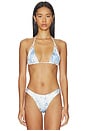 view 1 of 4 Ari Satin Bikini Top in Fleur De Bleu