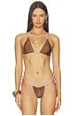 view 1 of 6 Ari Reversible Satin Bikini Top in Vintage Cheetah