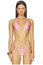 view 2 of 6 Ari Reversible Satin Bikini Top in Vintage Cheetah