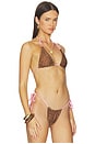 view 3 of 6 Ari Reversible Satin Bikini Top in Vintage Cheetah